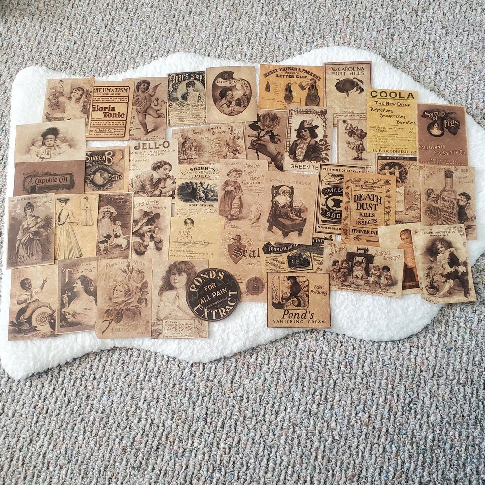 Ephemera Lot 38 Pieces Brown Paper Style Ads ScrapBooking Collectible Decor